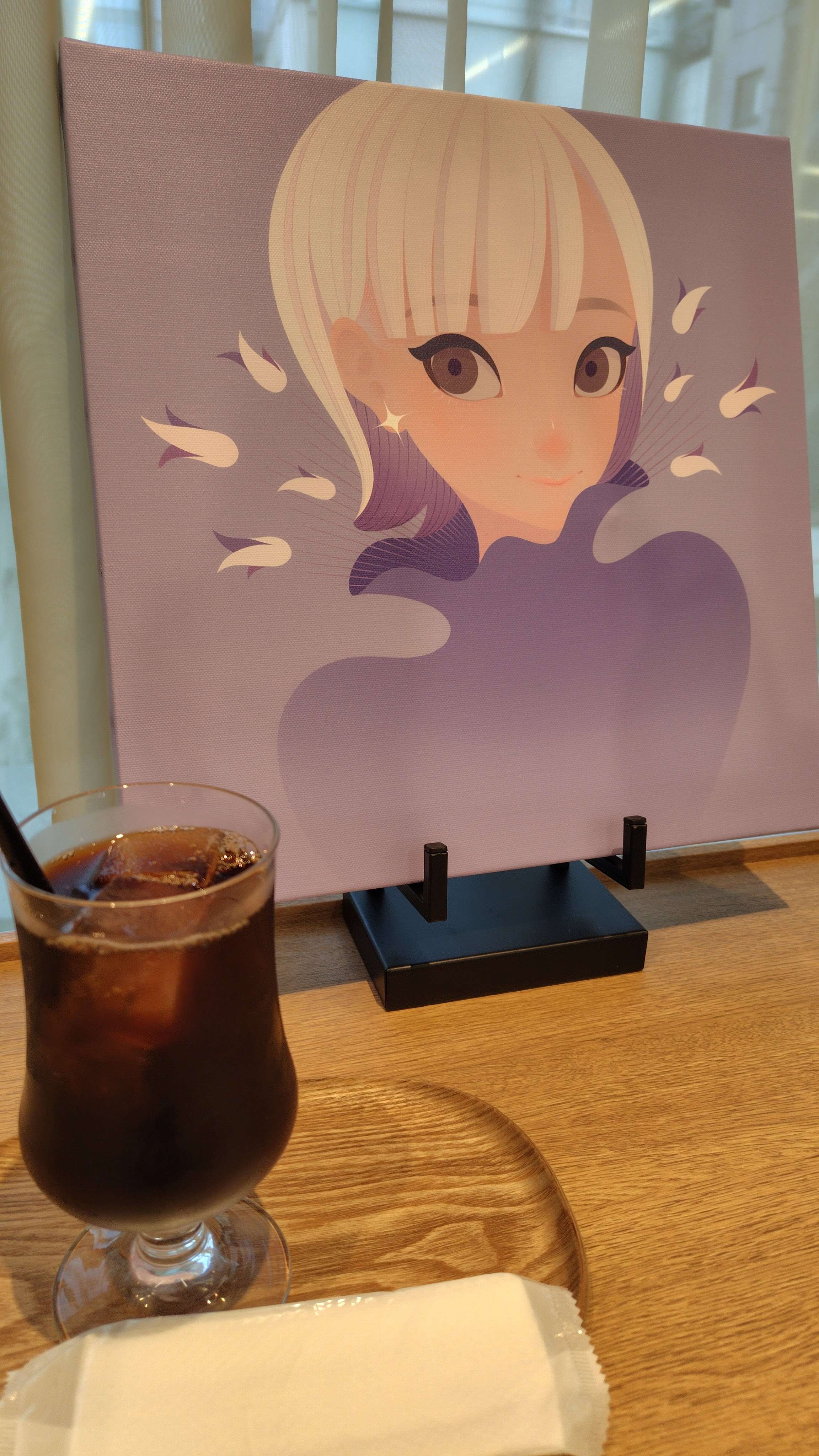 アイスコーヒーと色紙ボード